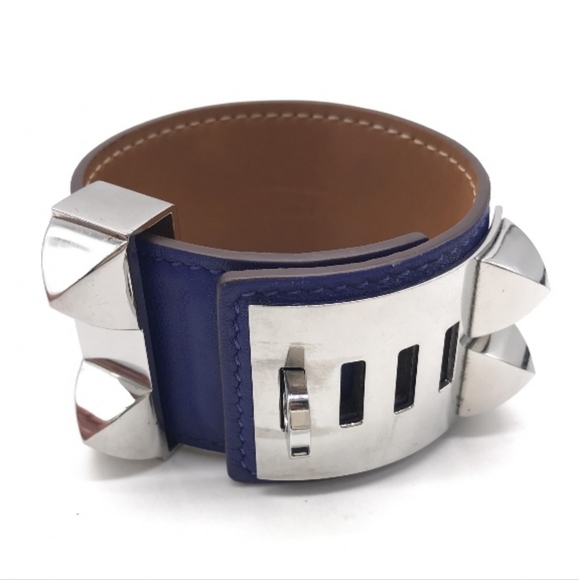 HERMÈS Authentic Collier De Chien 24 Bracelet Discontinued Color: Blue In Box - Picture 4 of 16